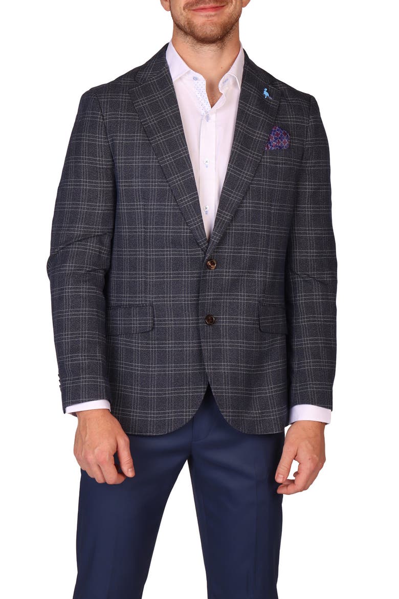 Modern Fit Glen Plaid Mèlange Sport Coat, Main, color, CHARCOAL