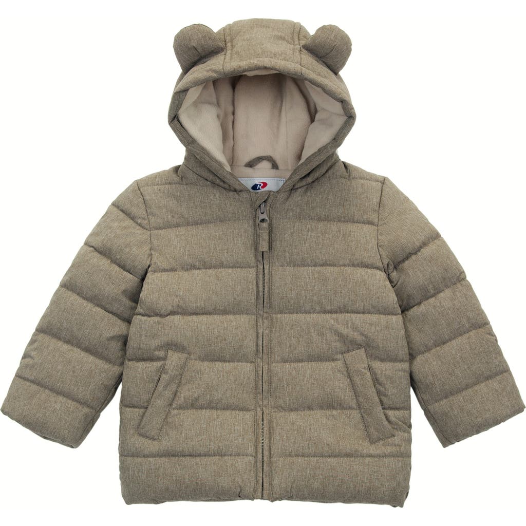 Rokka&Rolla Bear Fleece Hooded Puffer Jacket in Beige Textured  product