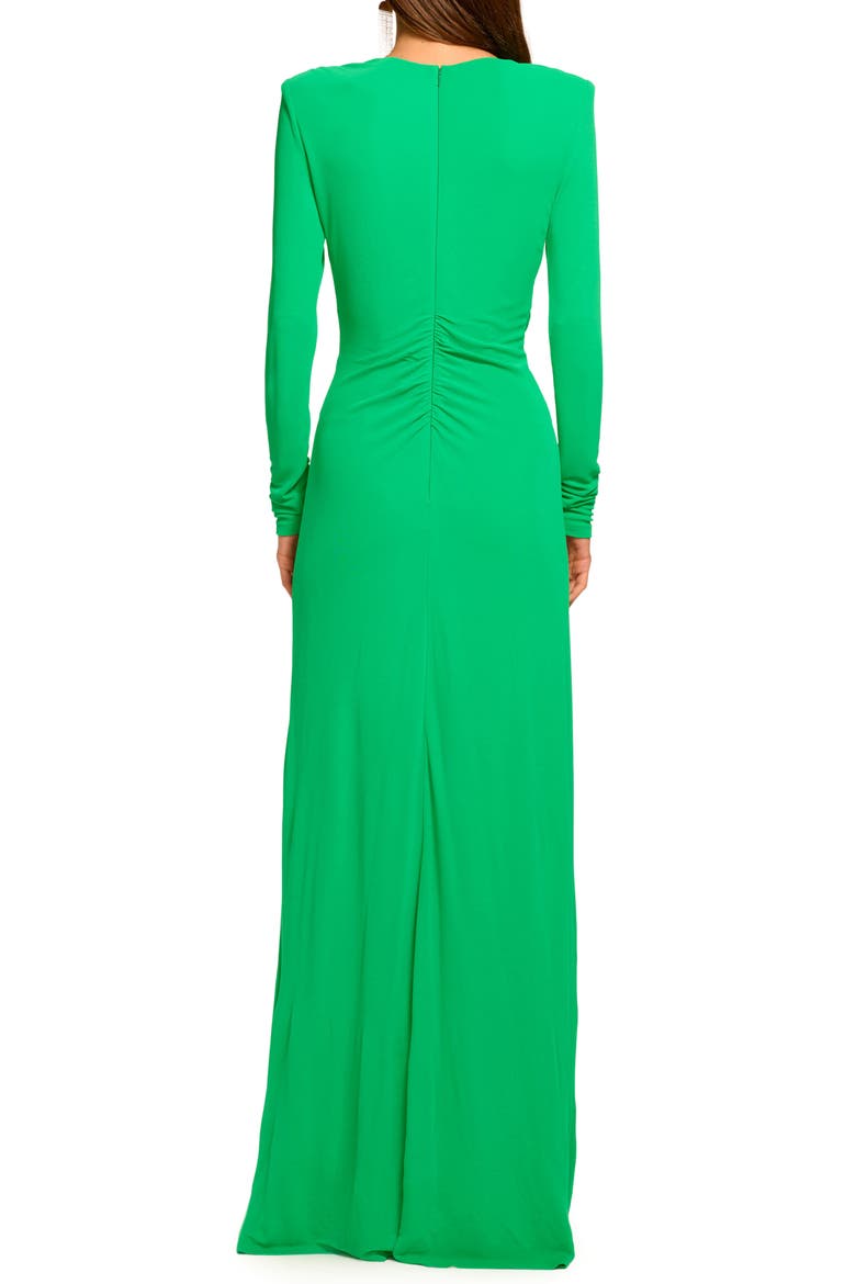 Martini Plunge Neck Long Sleeve Gown, Alternate, color, BRIGHT PALM