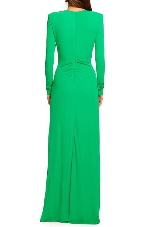 Ramy Brook Martini Plunge Neck Long Sleeve Gown In Green