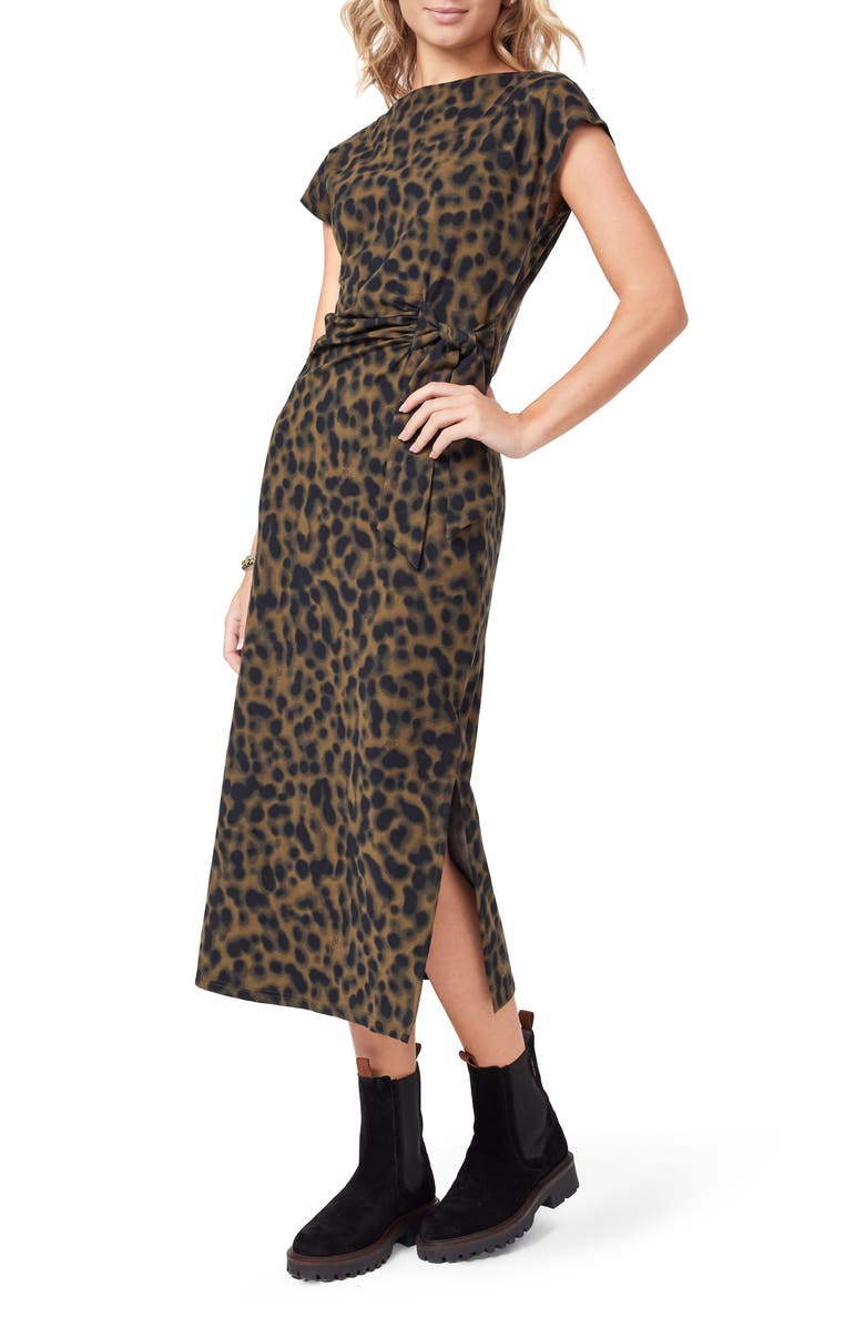 Scotch & Soda Cap Sleeve Midi Dress, Alternate, color, Military Olive Anima