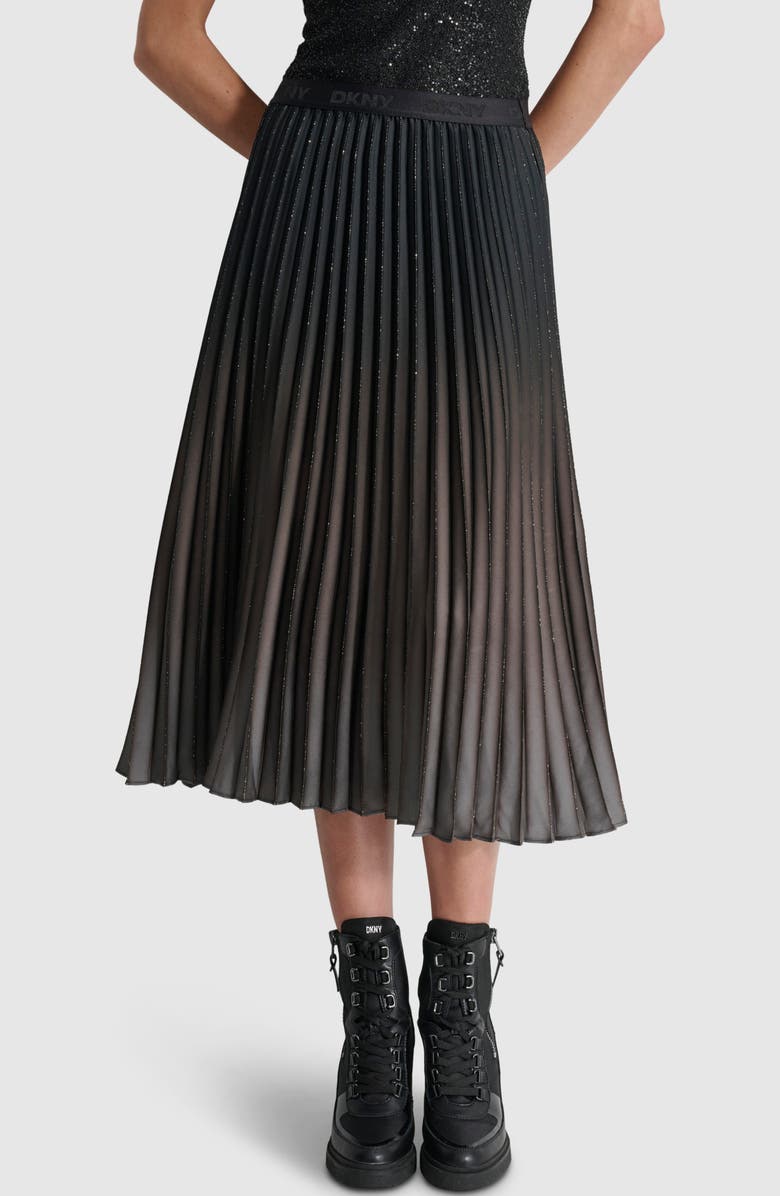 DKNY Ombré Pleated Foiled Skirt, Main, color,