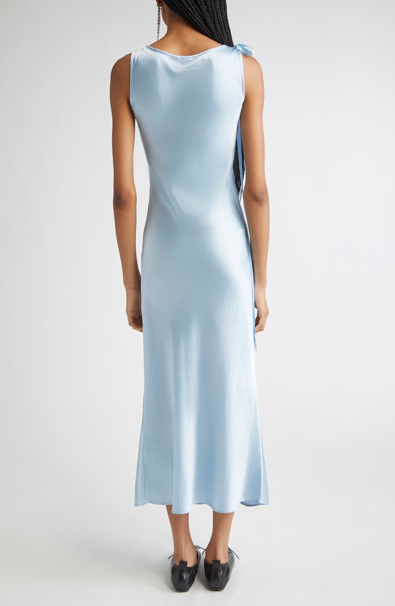 Simone Rocha Bow Detail Silk Satin Dress, Alternate, color, Baby Blue