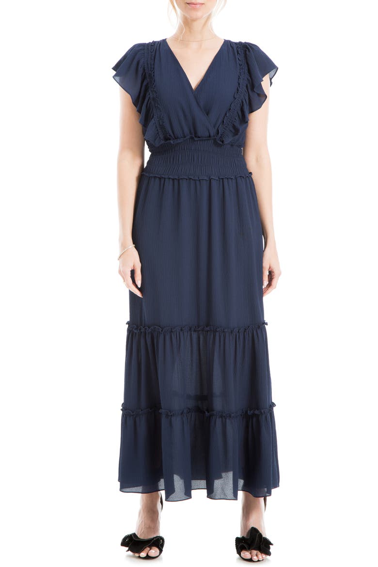 crepe maxi dress with sleeves Women's Crepe Butterfly Sleeve Maxi Dress