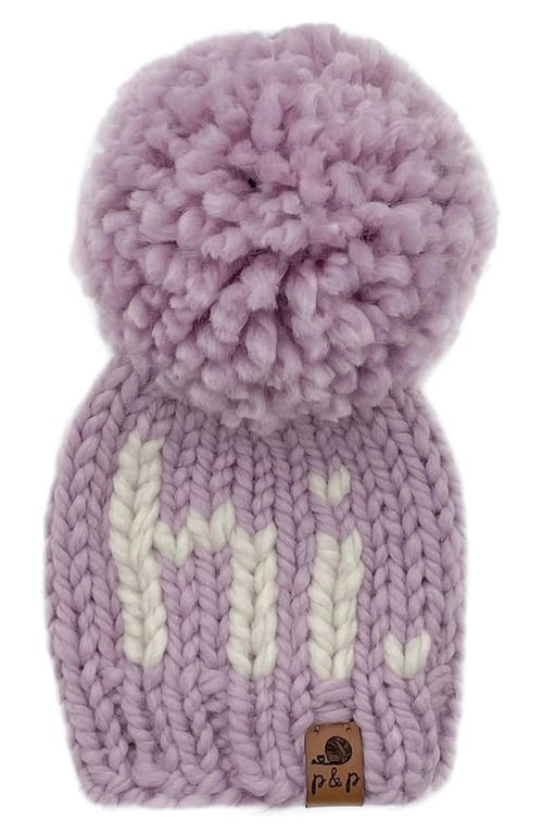 PINE + POPPY Hi Intarsia Pompom Hat in Light Purple