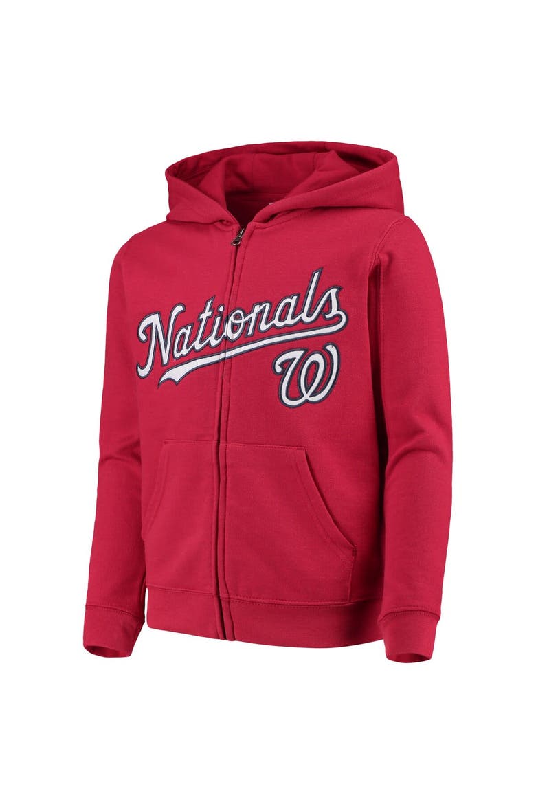 Youth Red Washington Nationals Team Color Wordmark Full-Zip Hoodie, Alternate, color, Red