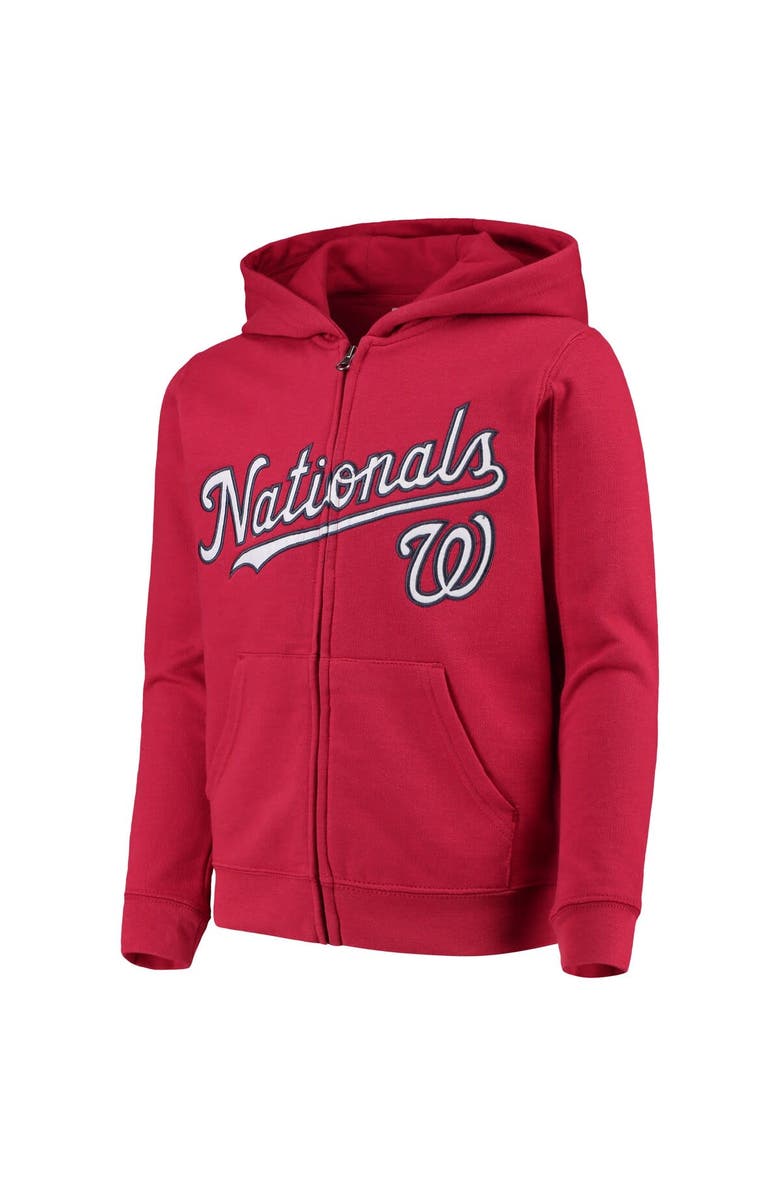 Outerstuff Youth Red Washington Nationals Team Color Wordmark Full-Zip Hoodie, Alternate, color, Red