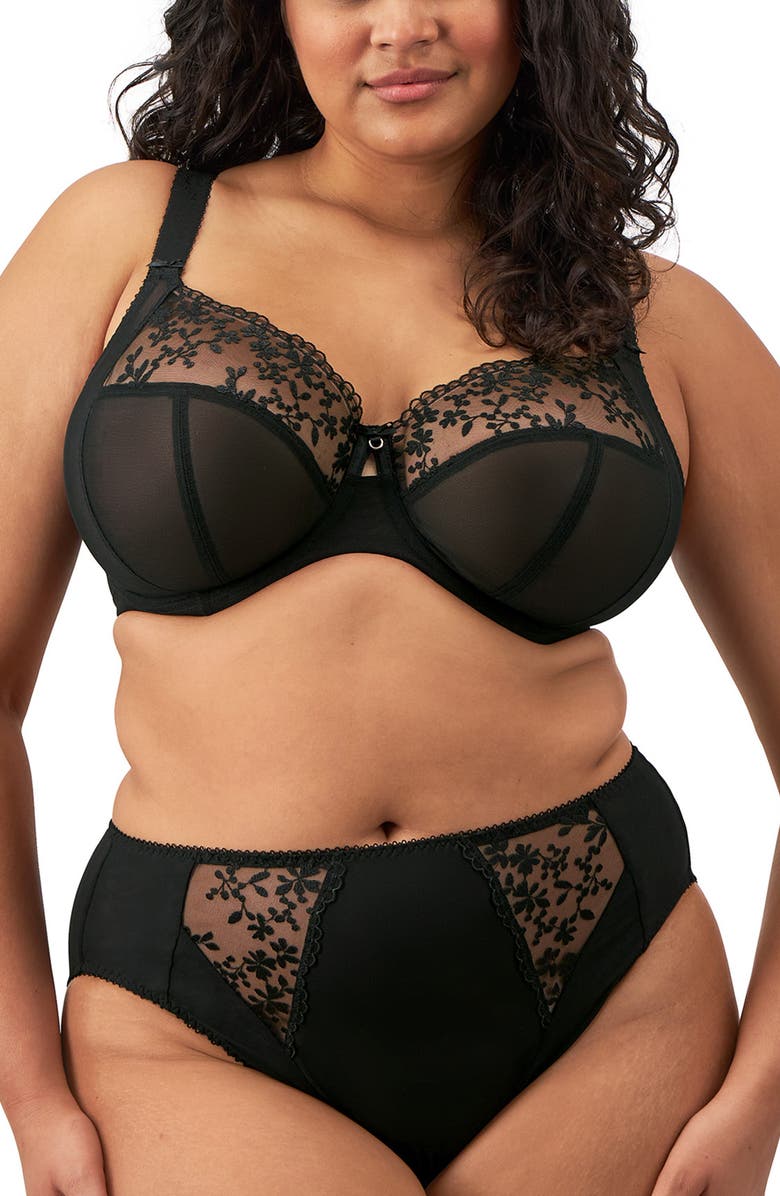 Elomi Zarla Full Figure Underwire Bra, Main, color, Black