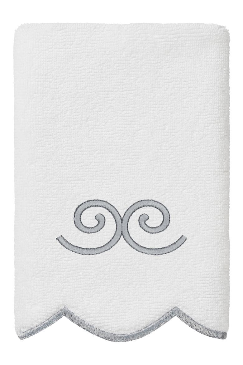 3-Piece Symmetra Embroidered Turkish Cotton Towel Set, Alternate, color, WHITE/ GRAY