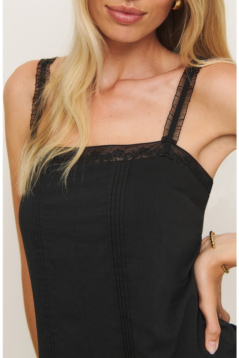 Cleodora Lace Trim Minidress, Alternate, color, BLACK