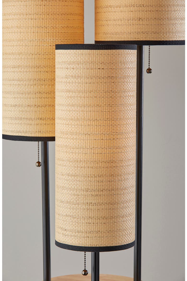 Trio Shelf Floor Lamp, Alternate, color, BLACK W. NATURAL WOOD SHELVES