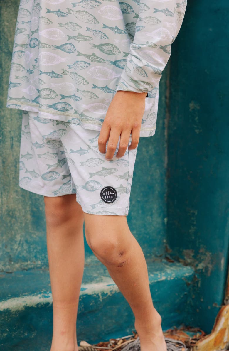 Feather 4 Arrow Kids' Reel Deal Tech Fish Print Performance Hoodie, Alternate, color, Sage