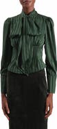 Avec Les Filles Satin Stripe Burnout Scarf Neck Top