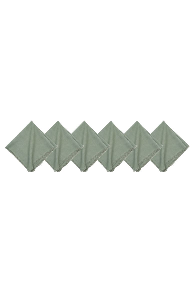 Frayed Aspen Napkin Set of 6, Main, color, Green