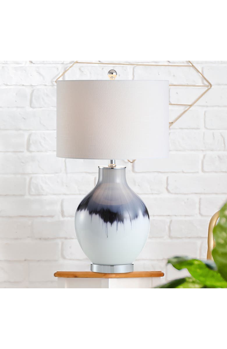 JONATHAN Y Mia Glass/Metal LED Table Lamp, Main, color, Blue/White
