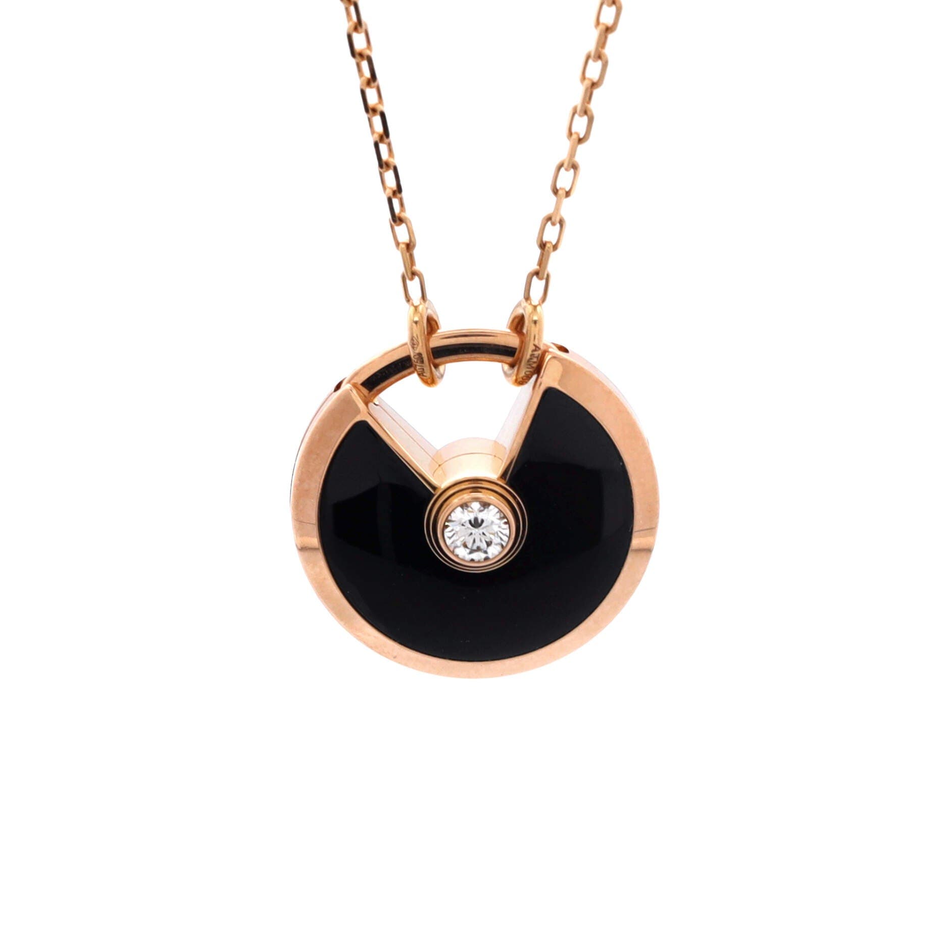 Amulette de Cartier Pendant Necklace 18K Rose Gold with Onyx and Diamond Small, Main, color, Metallic Gold