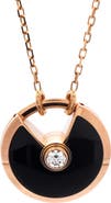 Pre-Owned Cartier Amulette de Cartier Pendant Necklace 18K Rose Gold with Onyx and Diamond Small