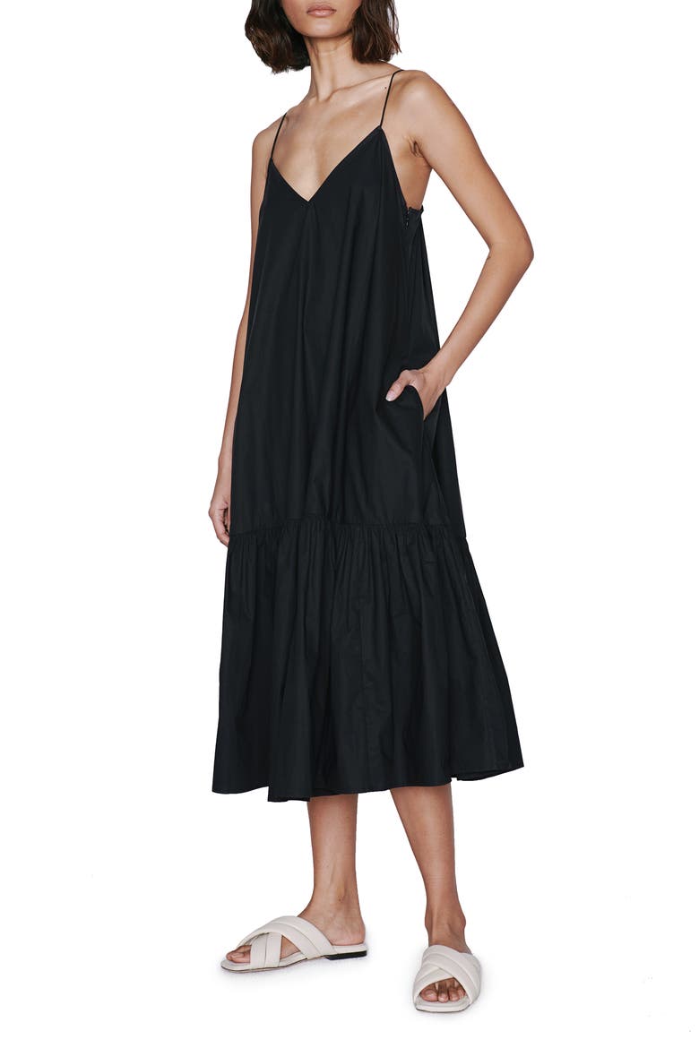 Averie Flounce Hem Cotton Sundress, Alternate, color, BLACK