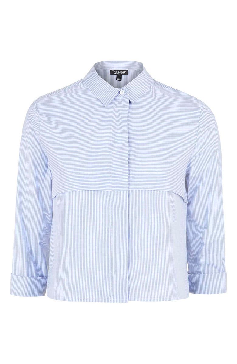 Topshop Stripe Crop Shirt, Alternate, color, 