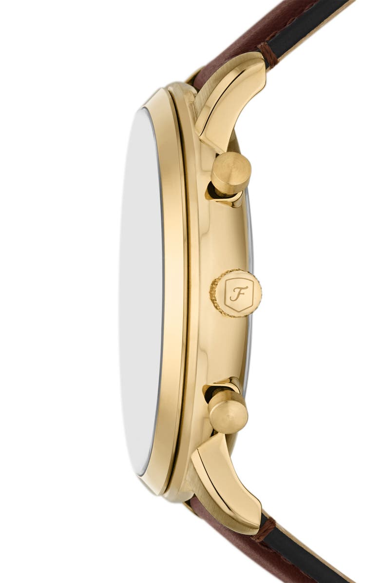 Fossil Neutra Chronograph Leather Strap Watch, 44mm, Alternate, color, Brown