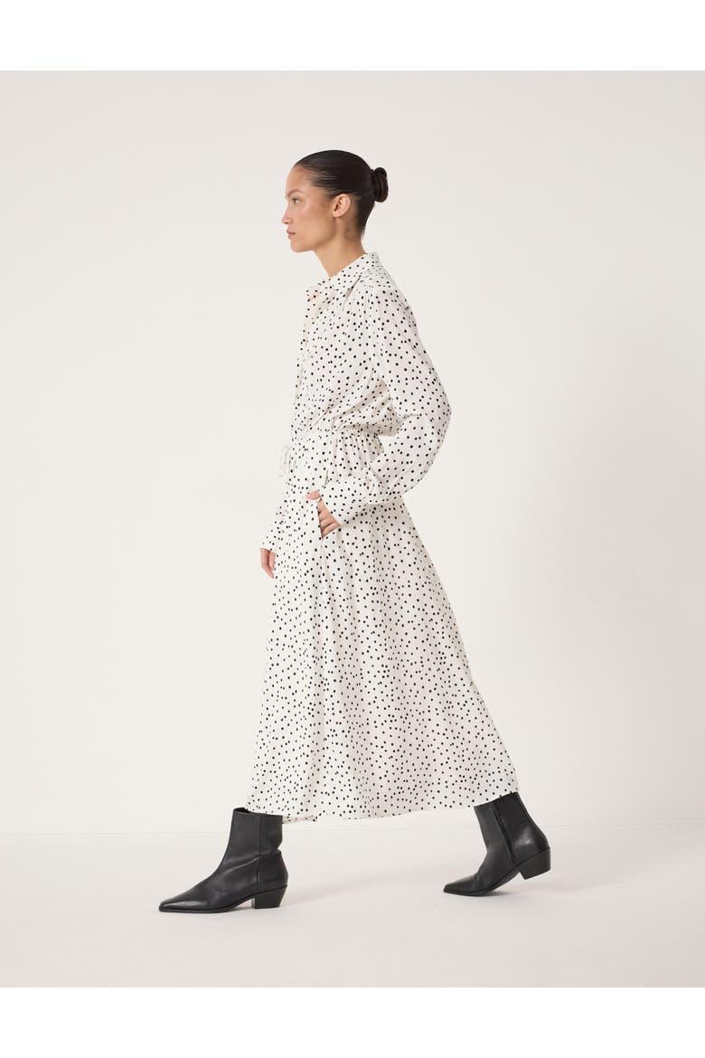 Rosey Polka Dot Midi Shirt Dress, Alternate, color, Tiny Polka Dot White
