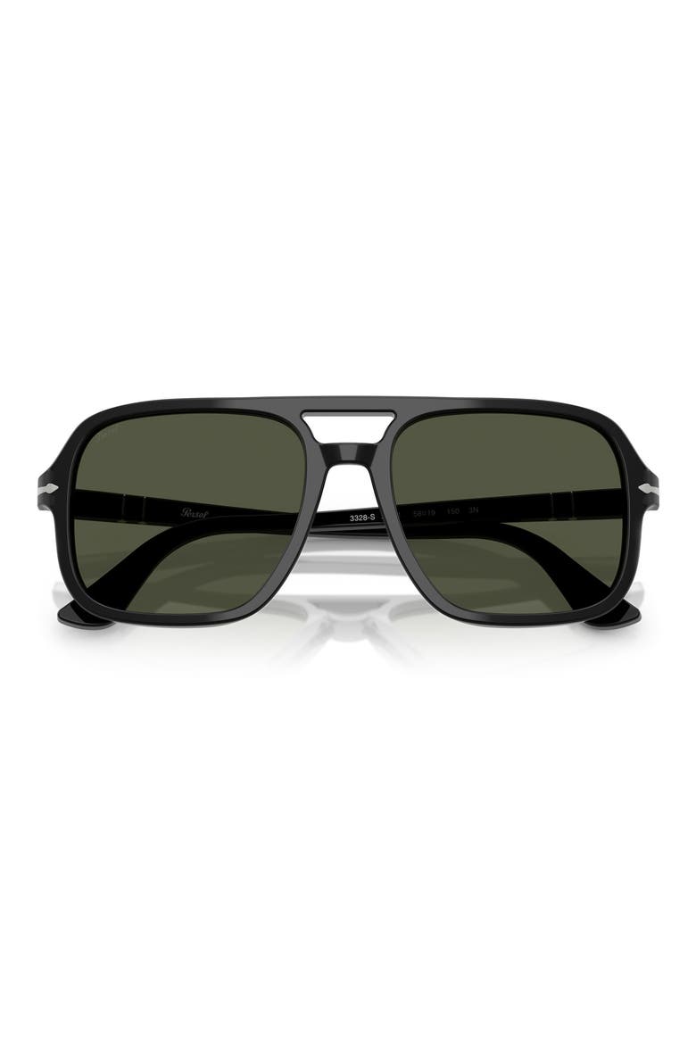 58mm Pilot Sunglasses, Alternate, color, BLACK/ GREEN