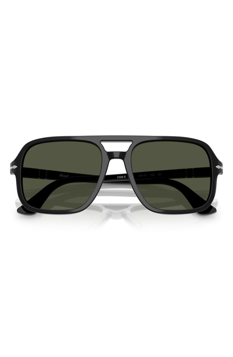 Persol 58mm Pilot Sunglasses, Alternate, color, Black/ Green