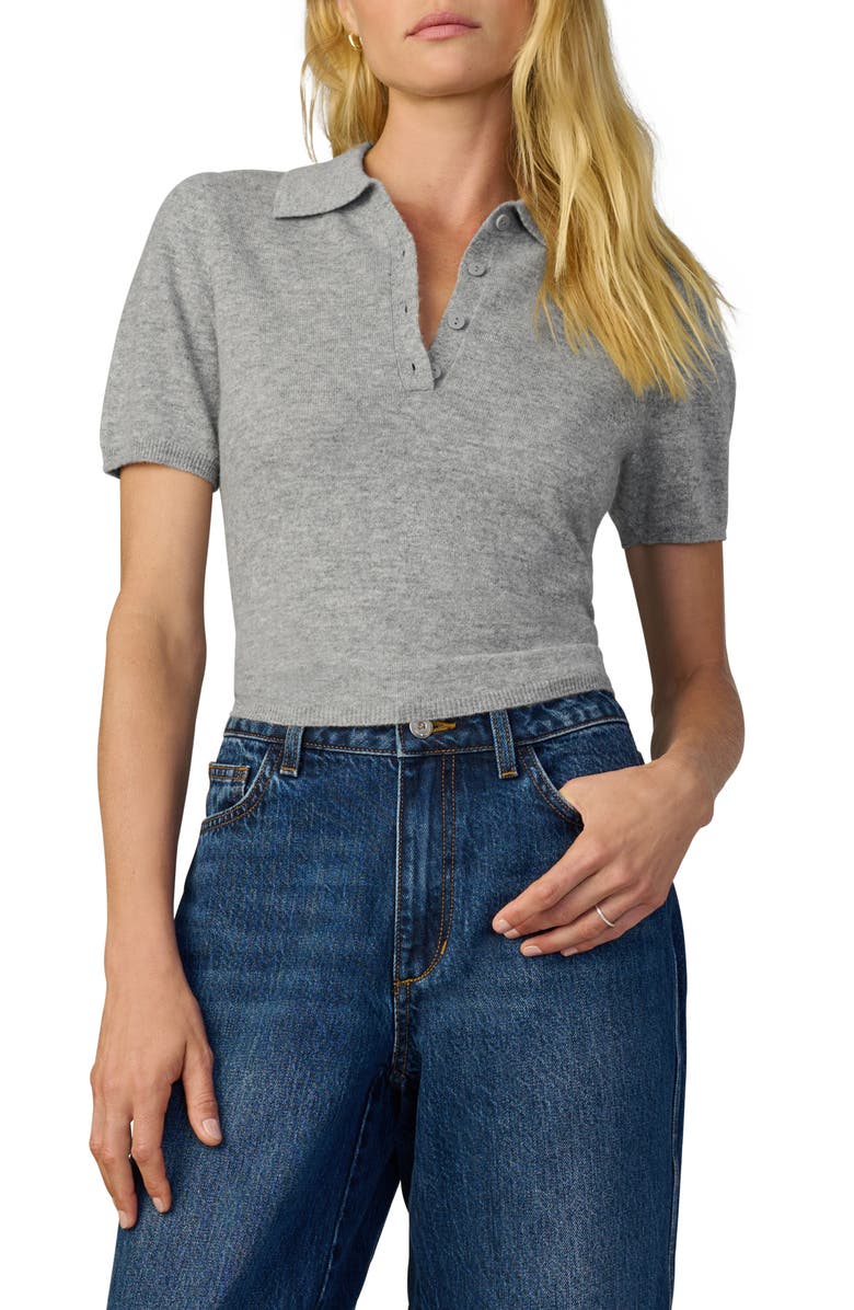 Joe's The Short Sleeve Cashmere Polo Sweater, Main, color, Heather Grey