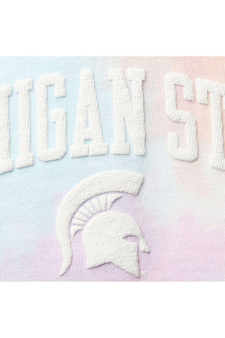 Women's League Collegiate Wear Pink/White Michigan State Spartans Tie-Dye Cropped Pullover Hoodie, Alternate, color, Pink