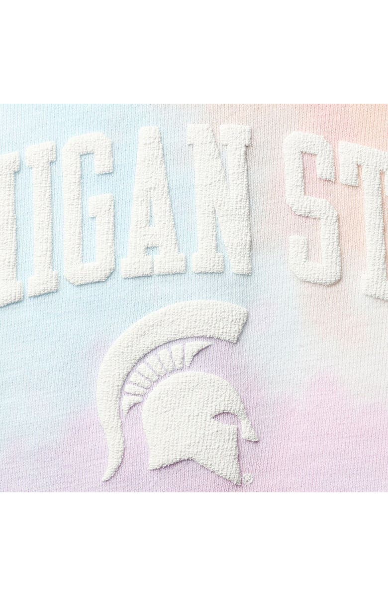 LEAGUE COLLEGIATE WEAR Women's League Collegiate Wear Pink/White Michigan State Spartans Tie-Dye Cropped Pullover Hoodie, Alternate, color,