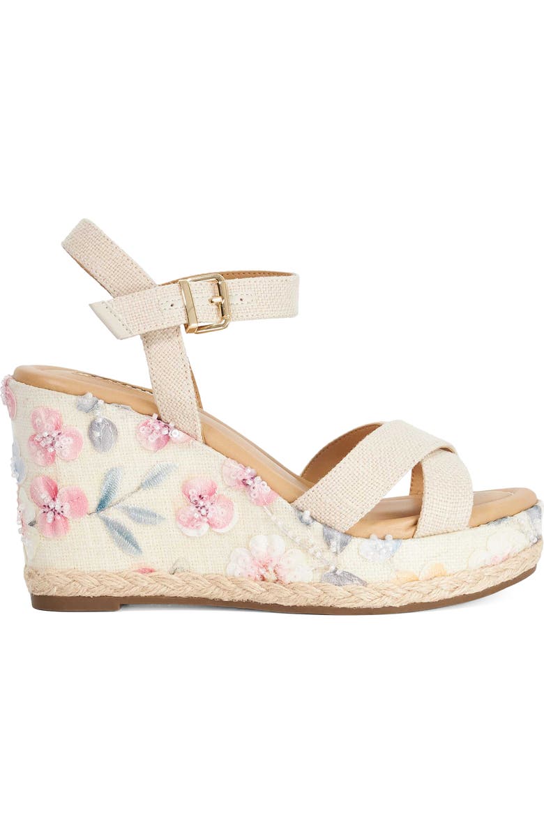 Dune London Kalmiah Esapdrille Ankle Strap Platform Wedge Sandal, Alternate, color, Natural