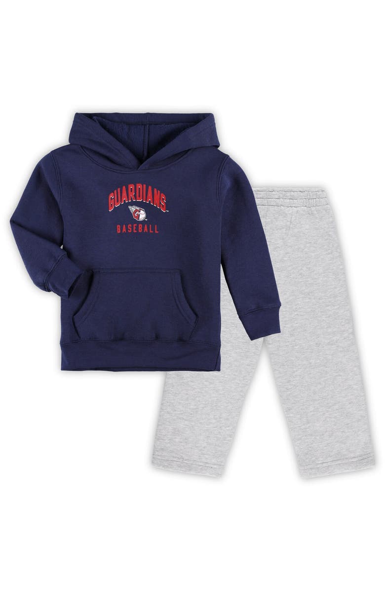Outerstuff Toddler Navy/Gray Cleveland Guardians Play-By-Play Pullover Fleece Hoodie & Pants Set, Alternate, color, 