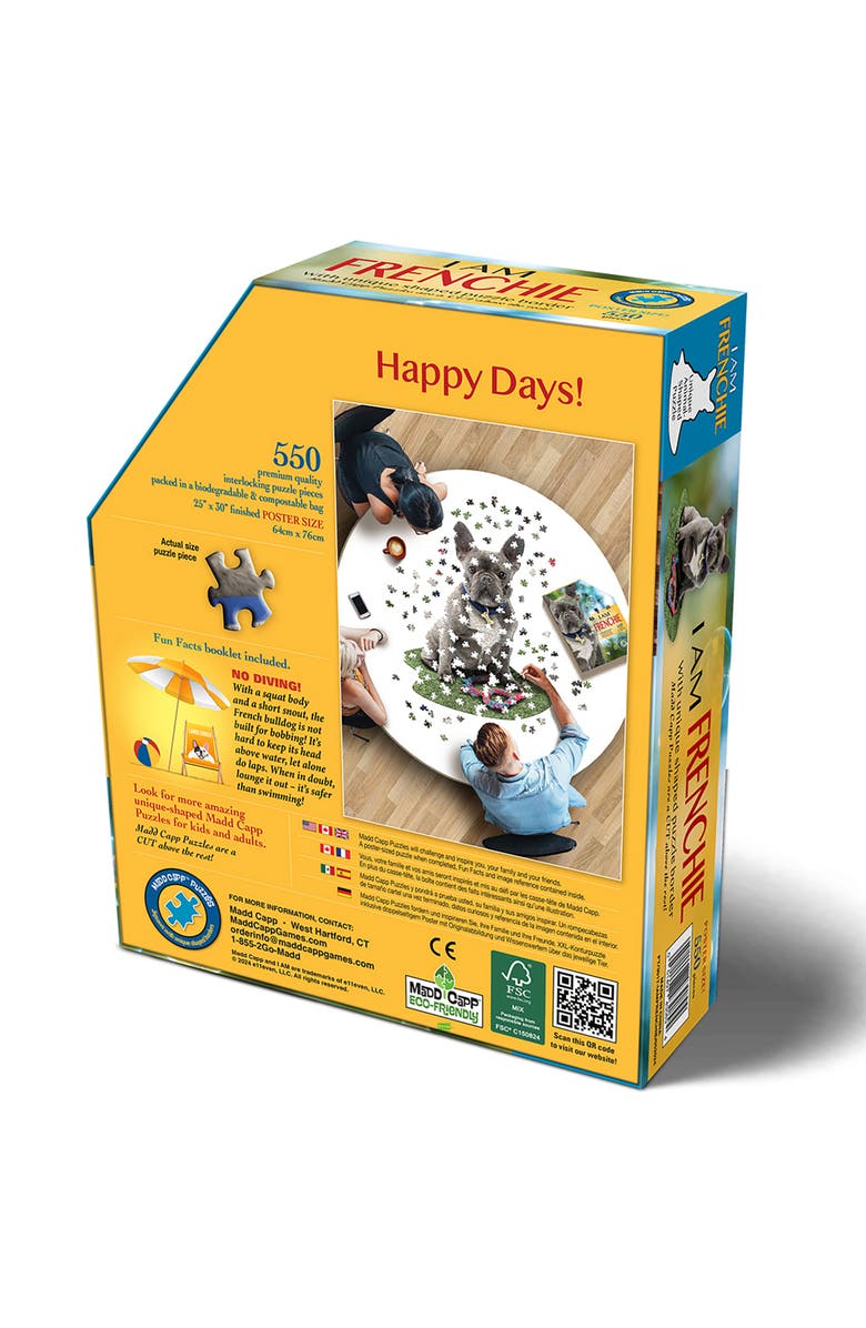 Madd Capp I Am Frenchie 550 Piece Puzzle Dog Shaped Animal Jigsaw, 25 X 30", Alternate, color, Multicolored