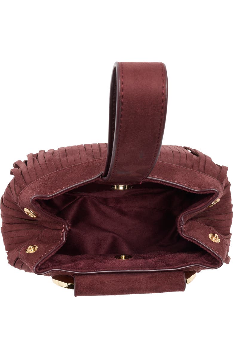 Dolce Vita Fringe Trim Mini Bucket Bag, Alternate, color, Burgundy