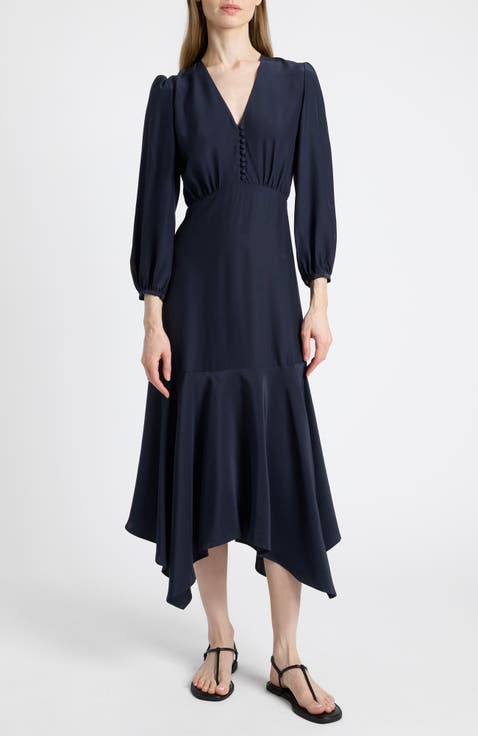 Carina Silk Midi Handkerchief Dress
