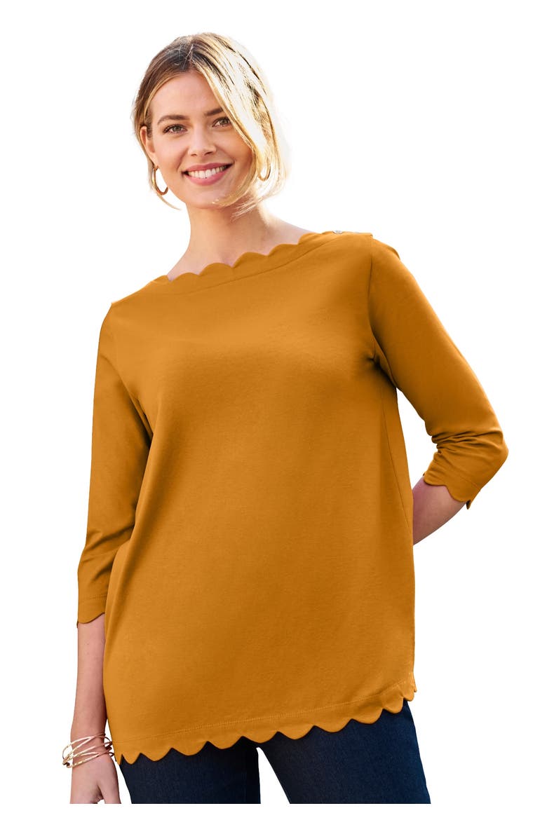 Scallop Boatneck Tunic, Main, color, RICH GOLD