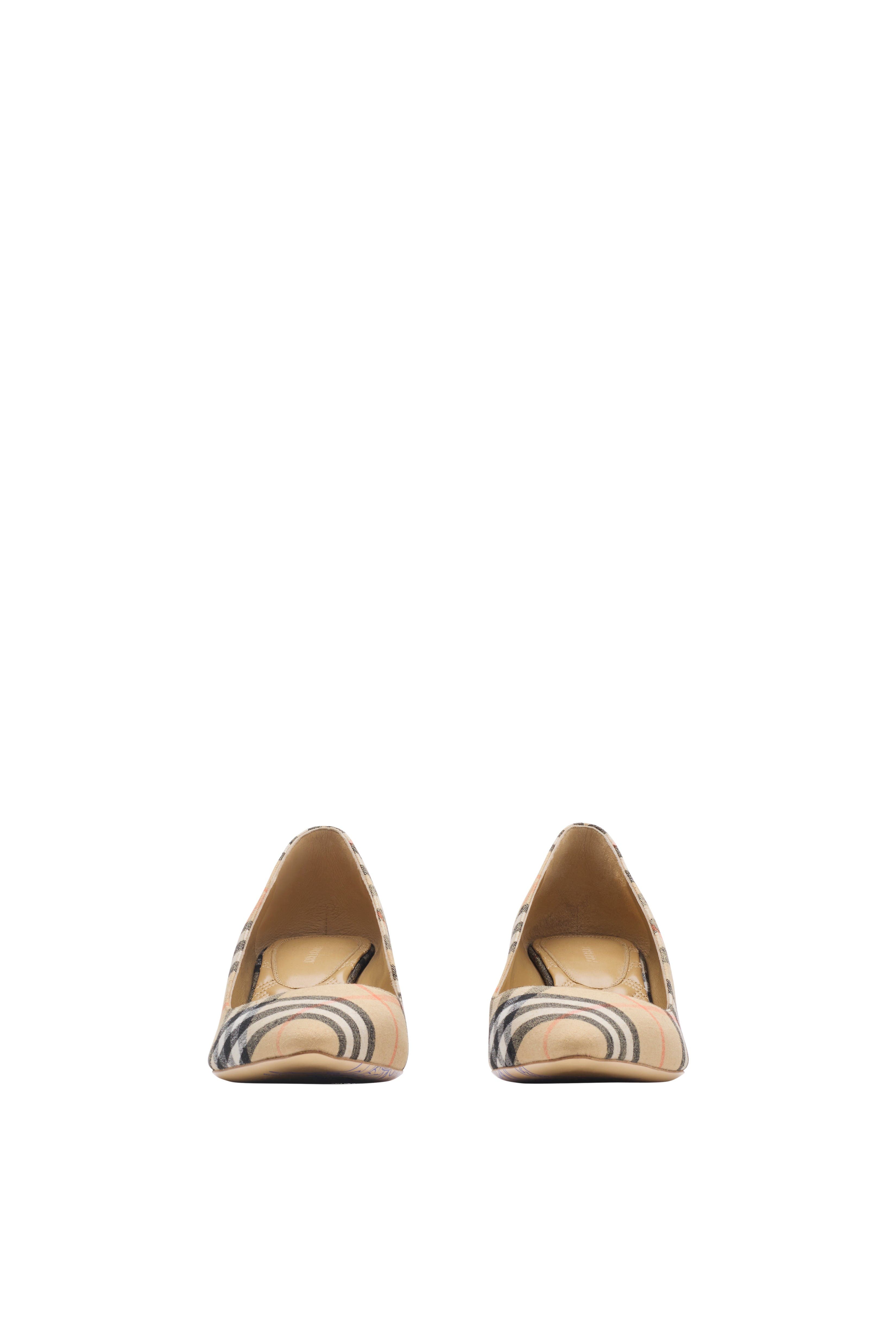 Burberry Check Dame Pumps, Alternate, color, Sand Beige