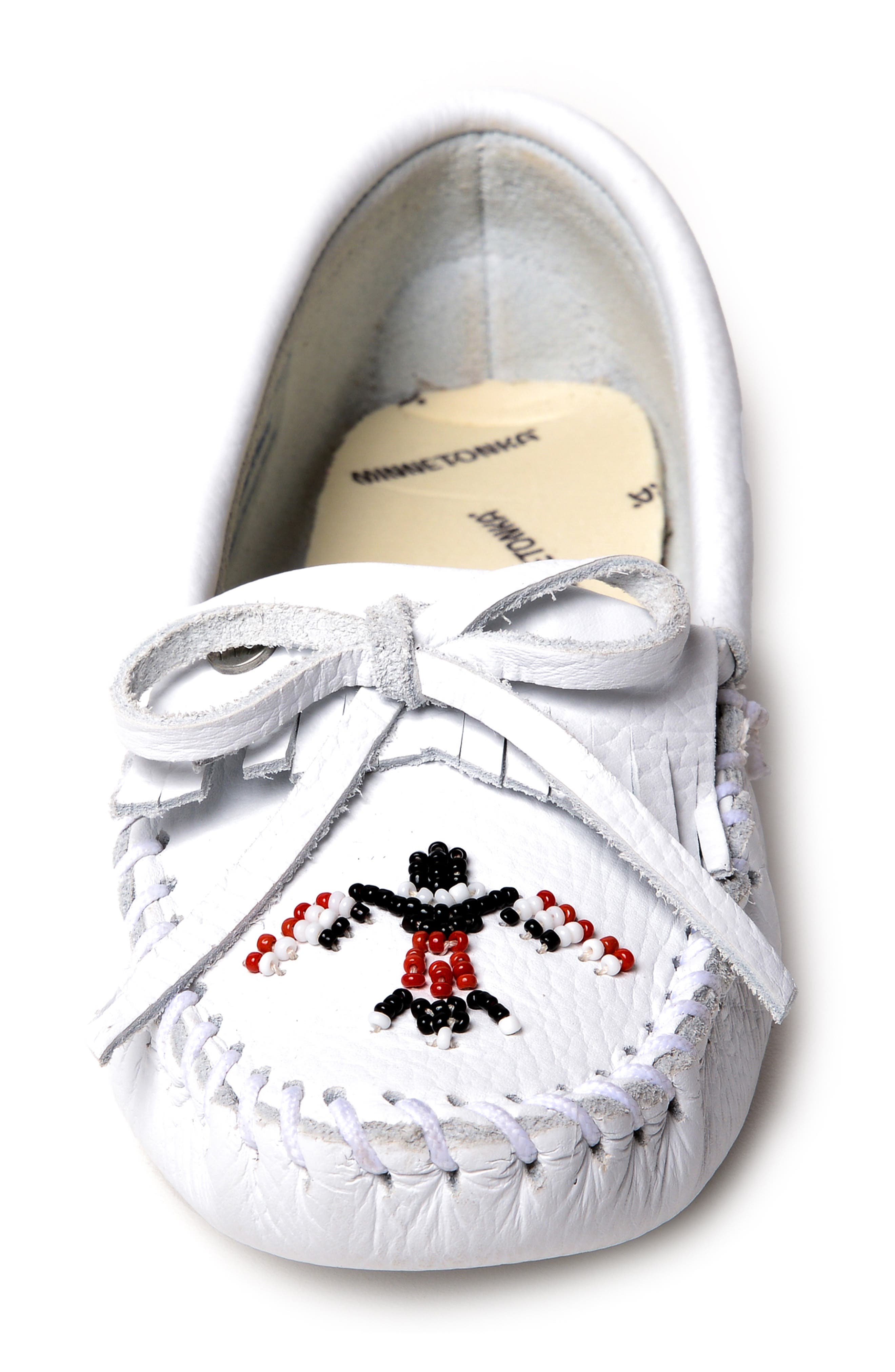 Minnetonka x Lucie Skjefte Thunderbird 'Animikii' Softsole Slipper, Alternate, color, White