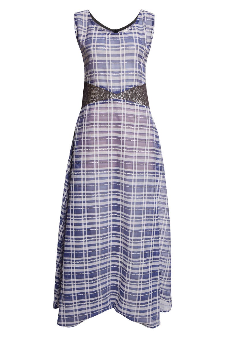 Check Sleeveless Maxi Dress, Alternate, color, SEA BLUE