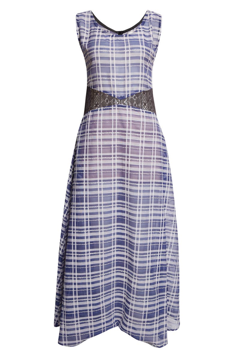 KÚR Check Sleeveless Maxi Dress, Alternate, color, Sea Blue