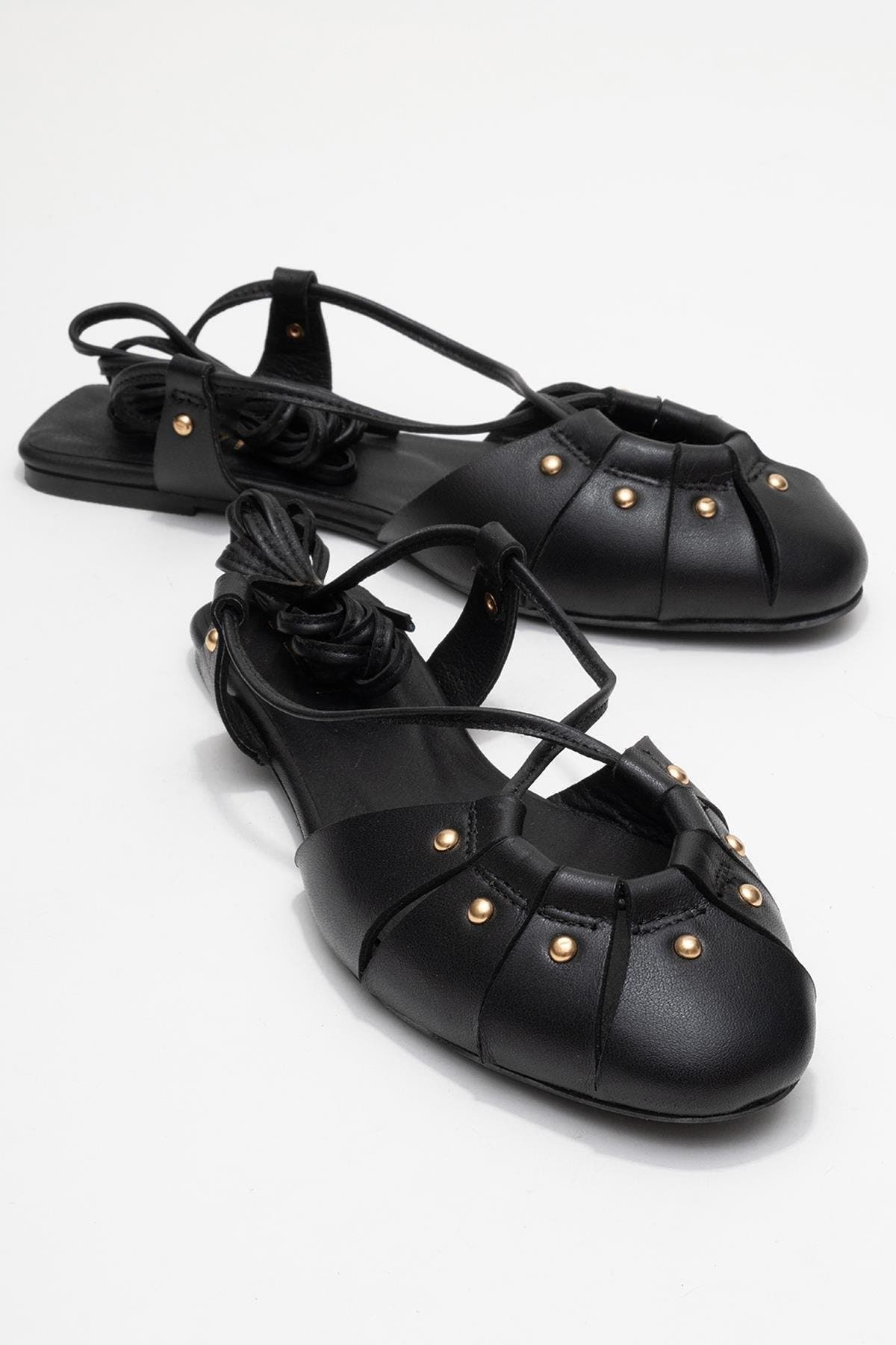 Forever & Always Shoes Daria Leather Ankle Lace-Up Sandal, Alternate, color, Black