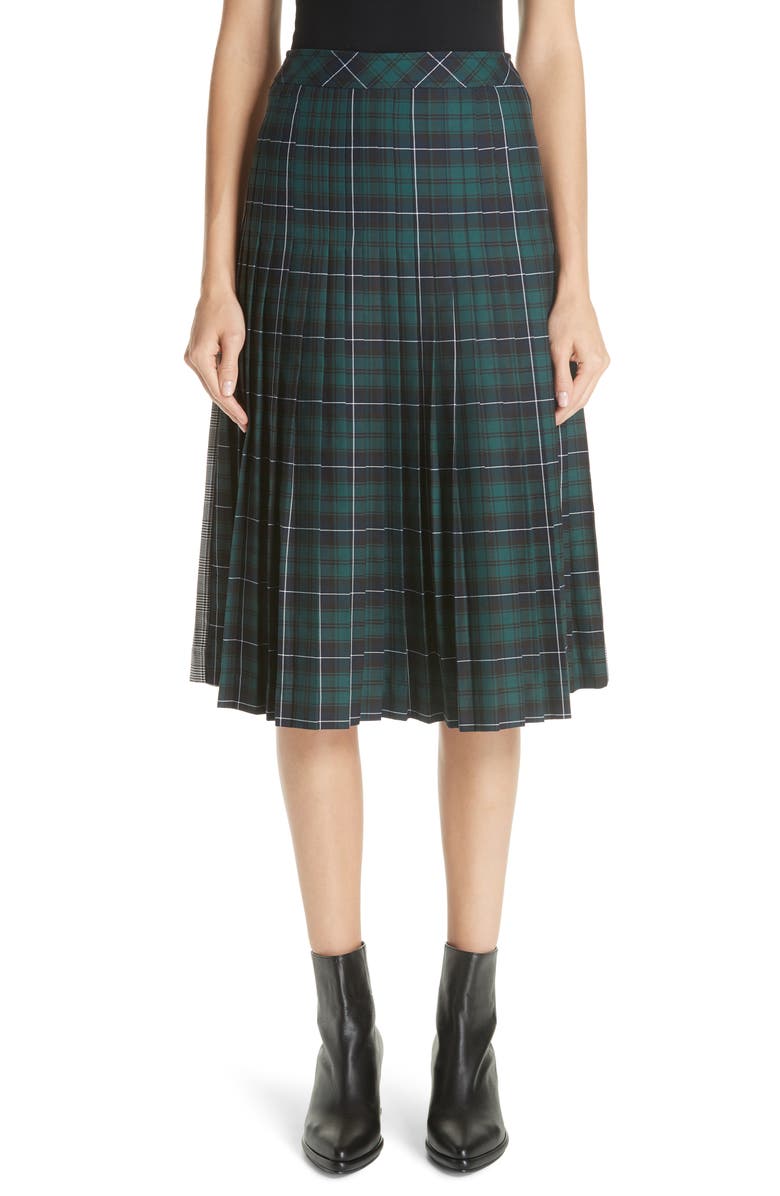 Sandy Liang Pleated Plaid Uniform Skirt, Main, color, 