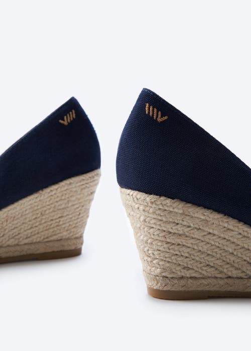 Viscata Roses Canvas U Cut Espadrille Wedges In Navy
