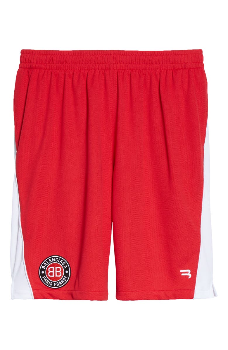 Balenciaga Logo Mesh Jersey Soccer Shorts, Alternate, color,