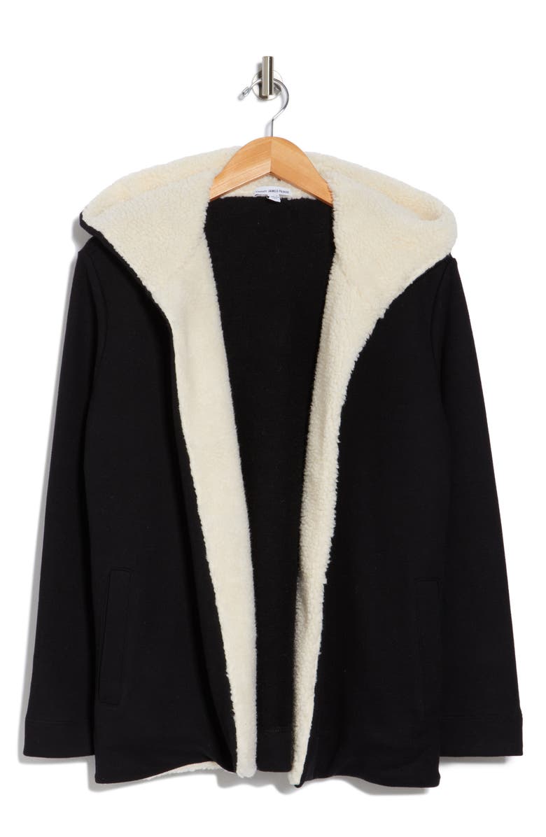 James Perse High Pile Fleece Trim Hooded Cardigan, Main, color,