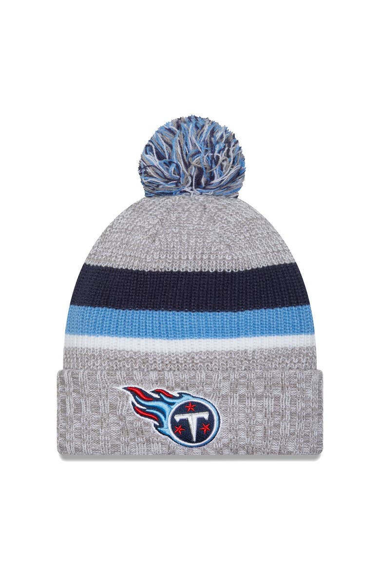 Men's New Era Heather Gray Tennessee Titans Cuffed Knit Hat with Pom, Main, color, Heather Gray