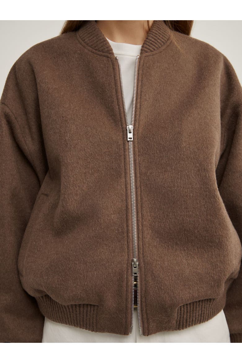 Felted Zip Bomber Jacket, Alternate, color, Mousse