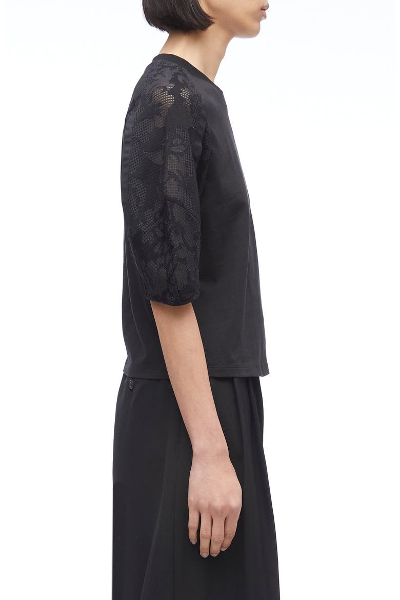 Bonded Lace Combo T-Shirt, Alternate, color, BLACK