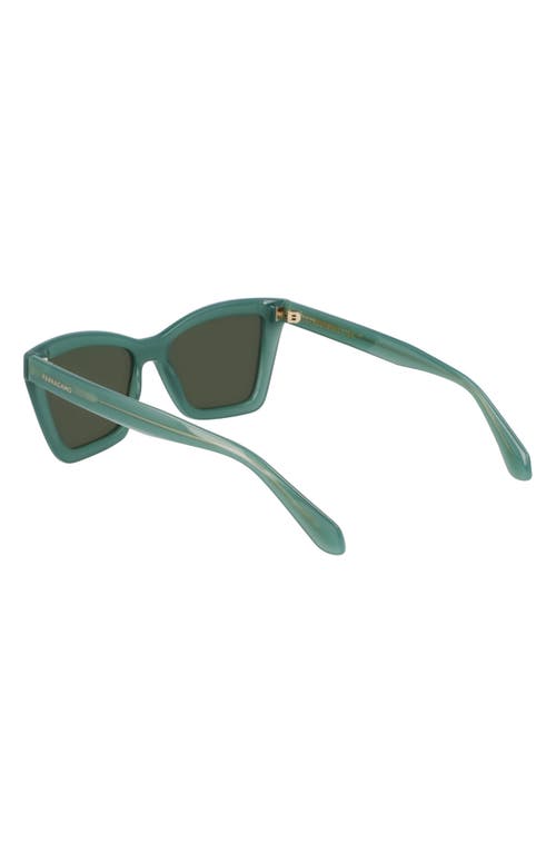 Ferragamo 53mm Rectangualr Sunglasses In Opaline Green