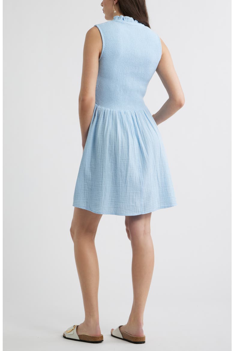 Smock Gauze Minidress, Alternate, color, BLUE WINDSURFER